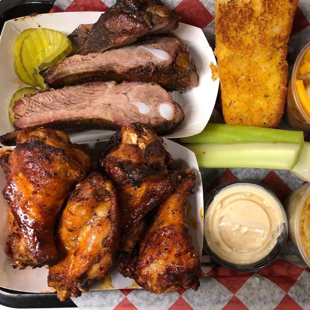 A plate of barbecue chicken compliments of Moe's Original Barbecue in Wilmington, NC