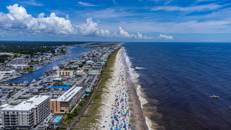 aerial shot of beach in North Carolina