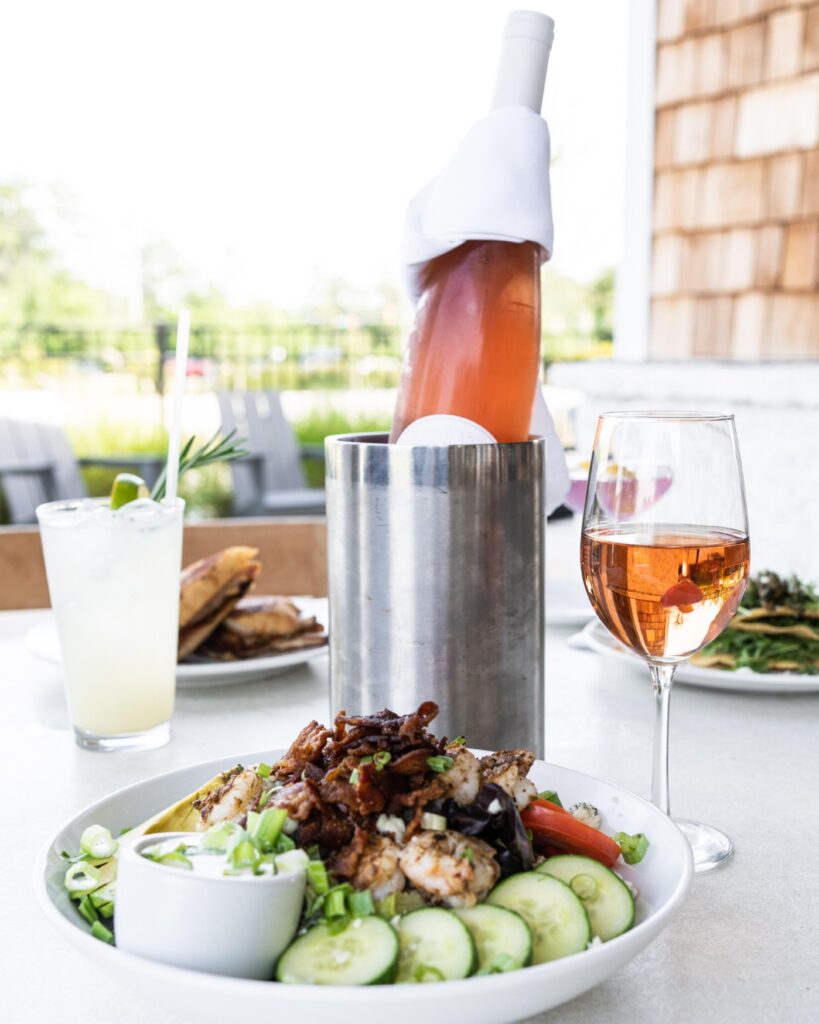 Blue Surf Café salad paired with a rose wine